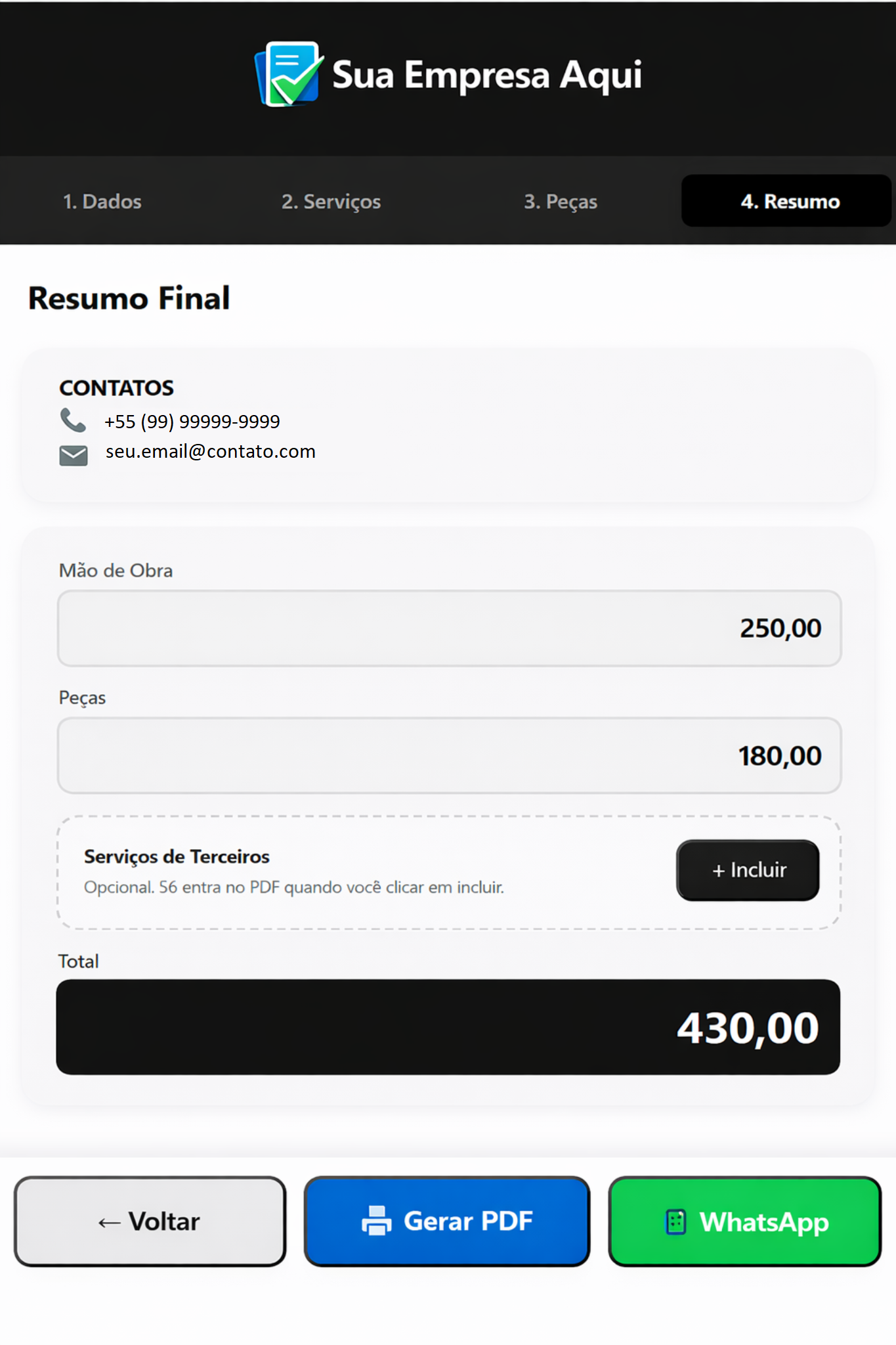 Tela do sistema Cotaz